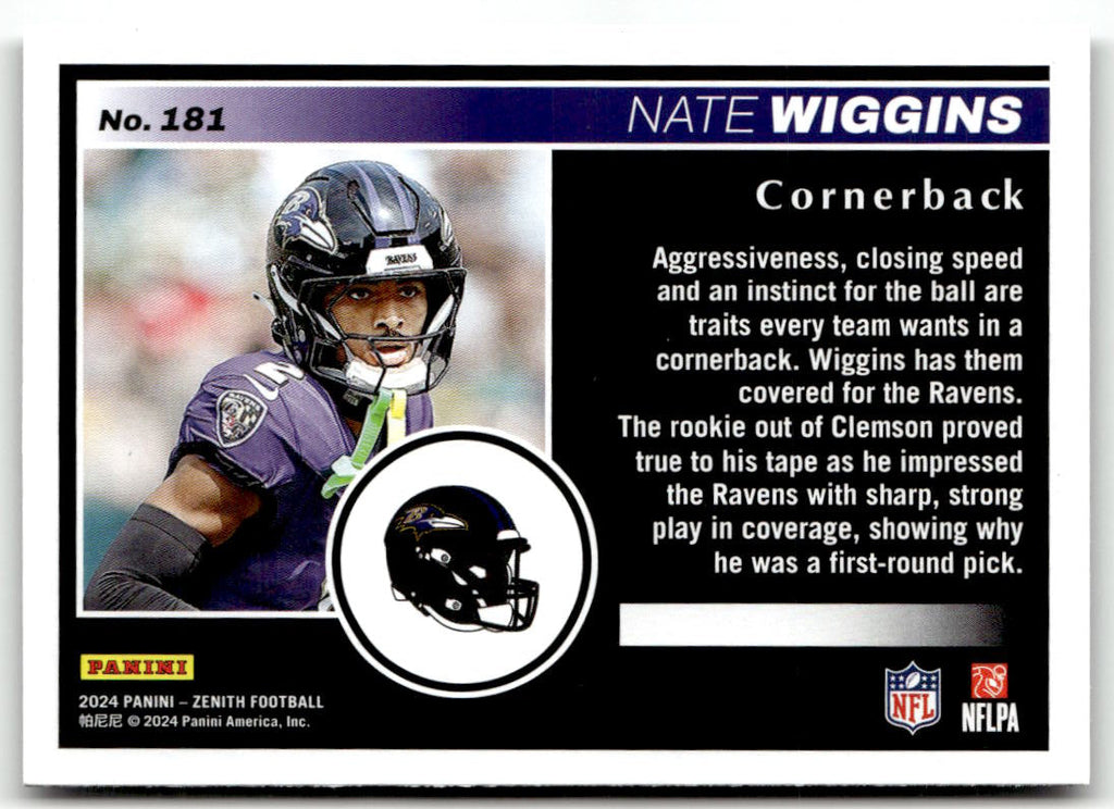 2024 Panini Zenith Nate Wiggins #181 (RC) back