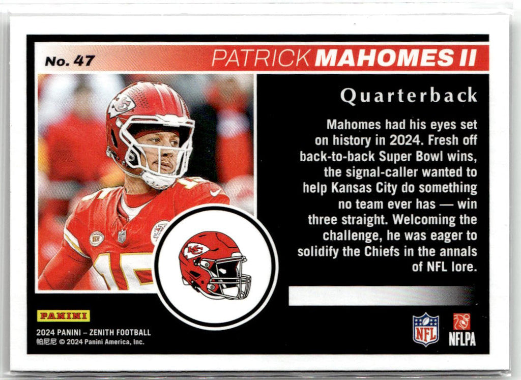 2024 Panini Zenith Patrick Mahomes II #47 back