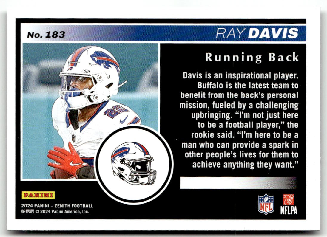 2024 Panini Zenith Ray Davis #183 (RC) back