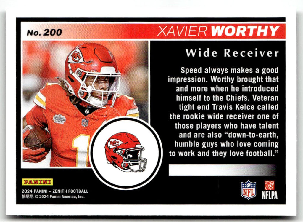 2024 Panini Zenith Xavier Worthy #200 (RC) back