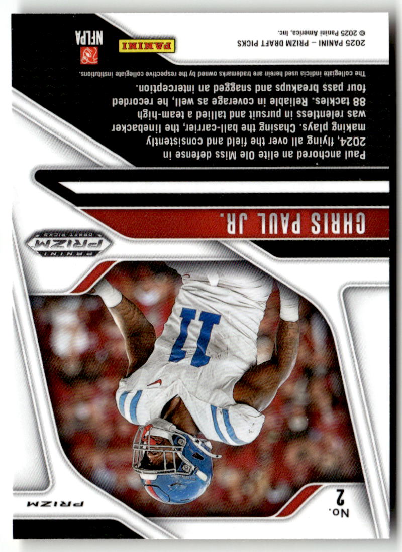 2025 Panini Prizm Draft Picks Chris Paul Jr. [Gold Ice] #2 back