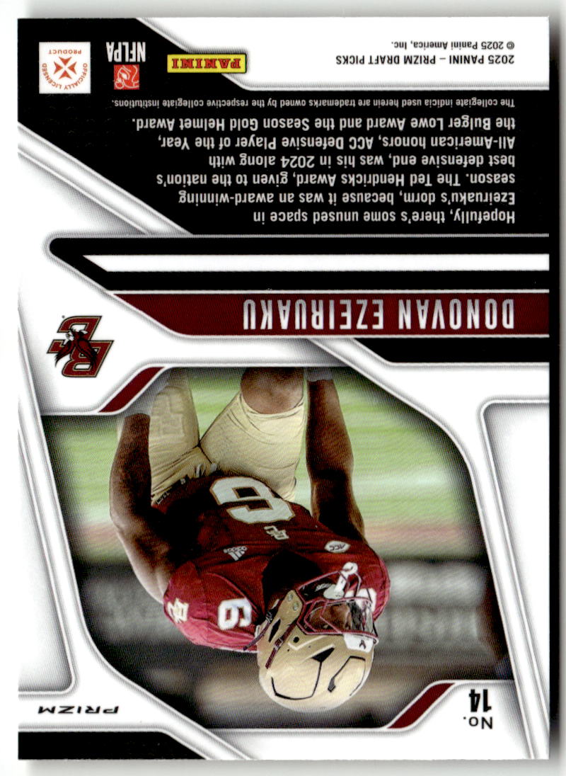 2025 Panini Prizm Draft Picks Donovan Ezeiruaku [Gold Ice] #14 back