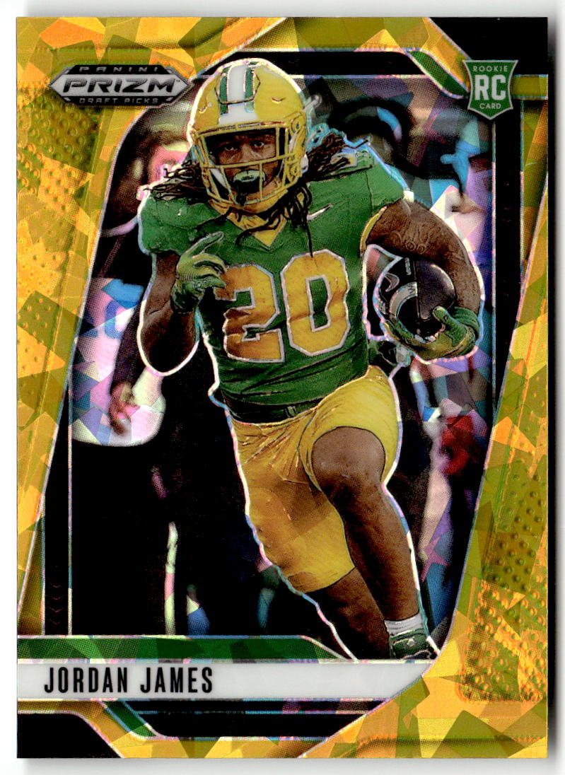 2025 Panini Prizm Draft Picks Jordan James [Gold Ice] #98 front