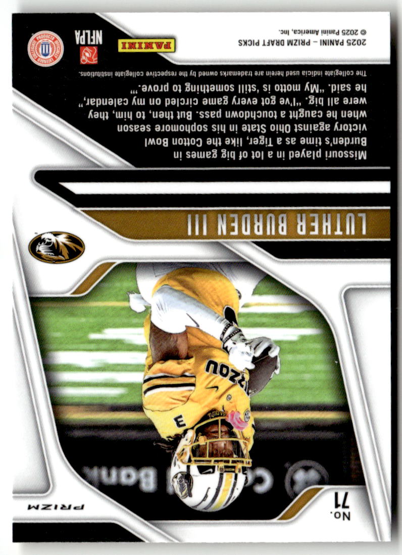 2025 Panini Prizm Draft Picks Luther Burden III [Gold Ice] #71 back