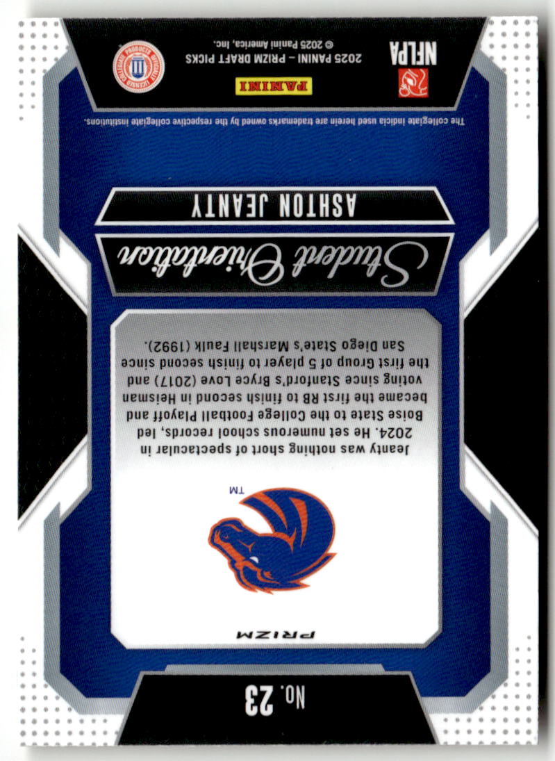 2025 Panini Prizm Draft Picks Student Orientation Ashton Jeanty [Gold Ice] #23 back