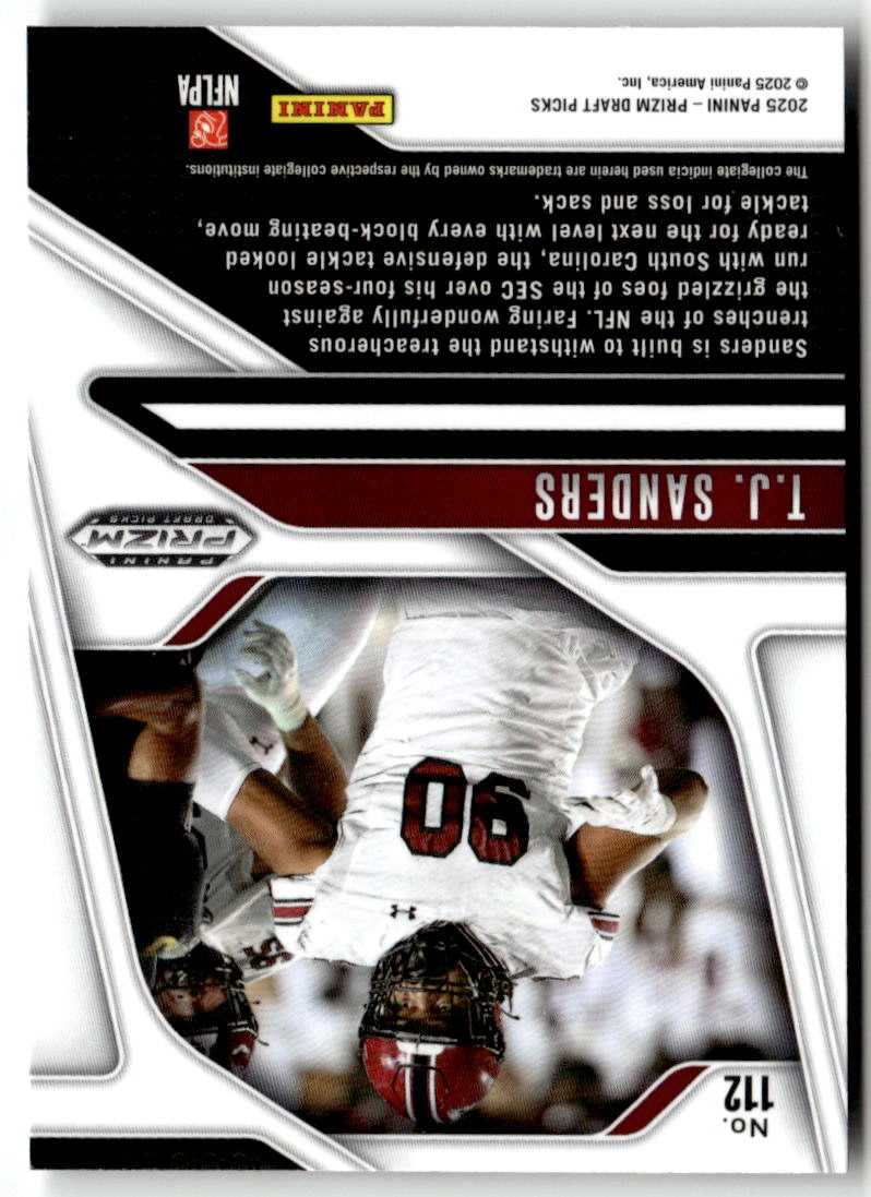 2025 Panini Prizm Draft Picks T.J. Sanders #112 (RC) back