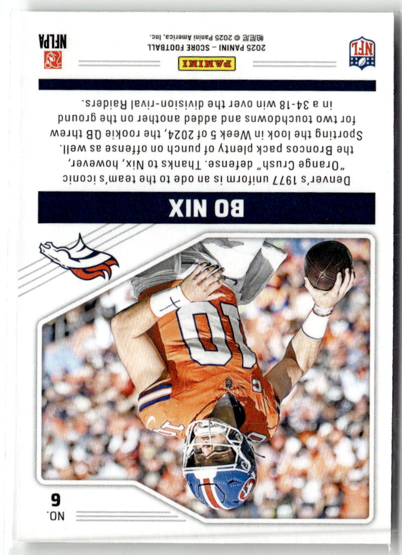 2025 Panini Score Throwbacks Bo Nix #6 back