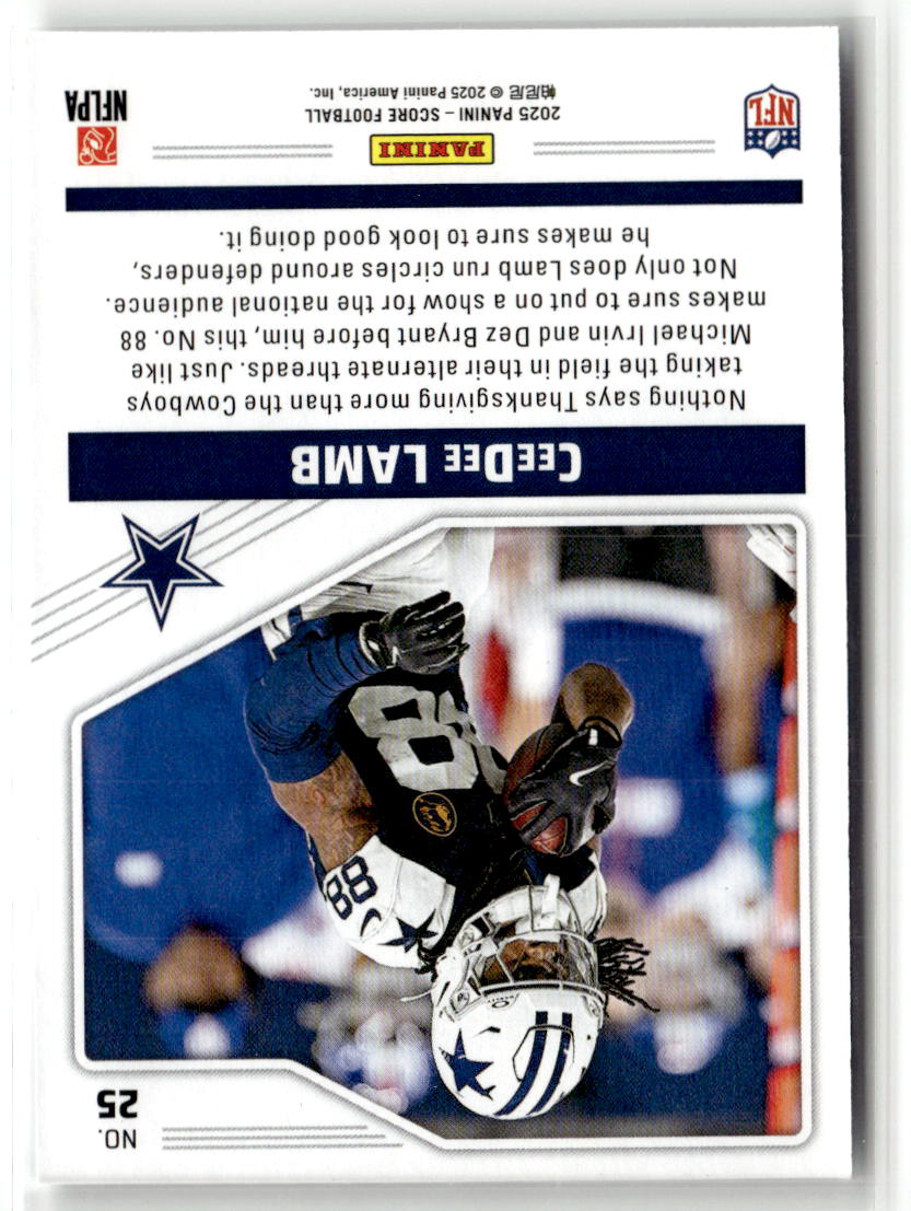 2025 Panini Score Throwbacks CeeDee Lamb #25 back
