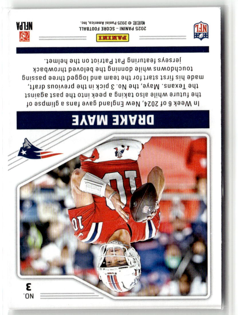 2025 Panini Score Throwbacks Drake Maye #3 back