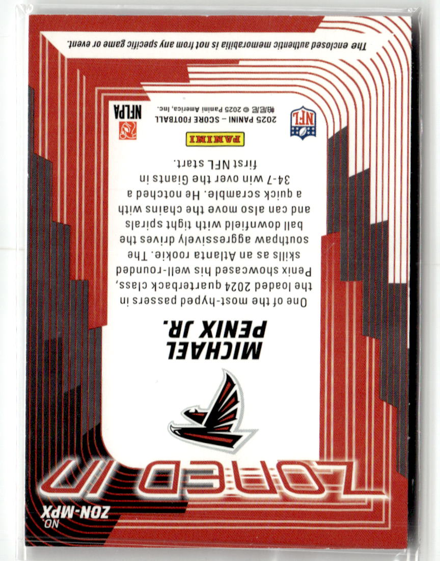 2025 Panini Score Zoned in Jersey Michael Penix Jr. #49 (RC) back