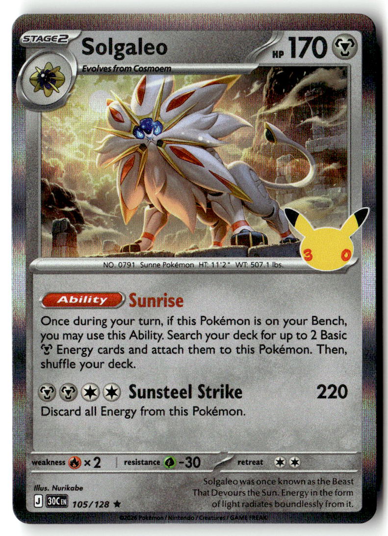 2016 30th Celebration Solgaleo #105 front