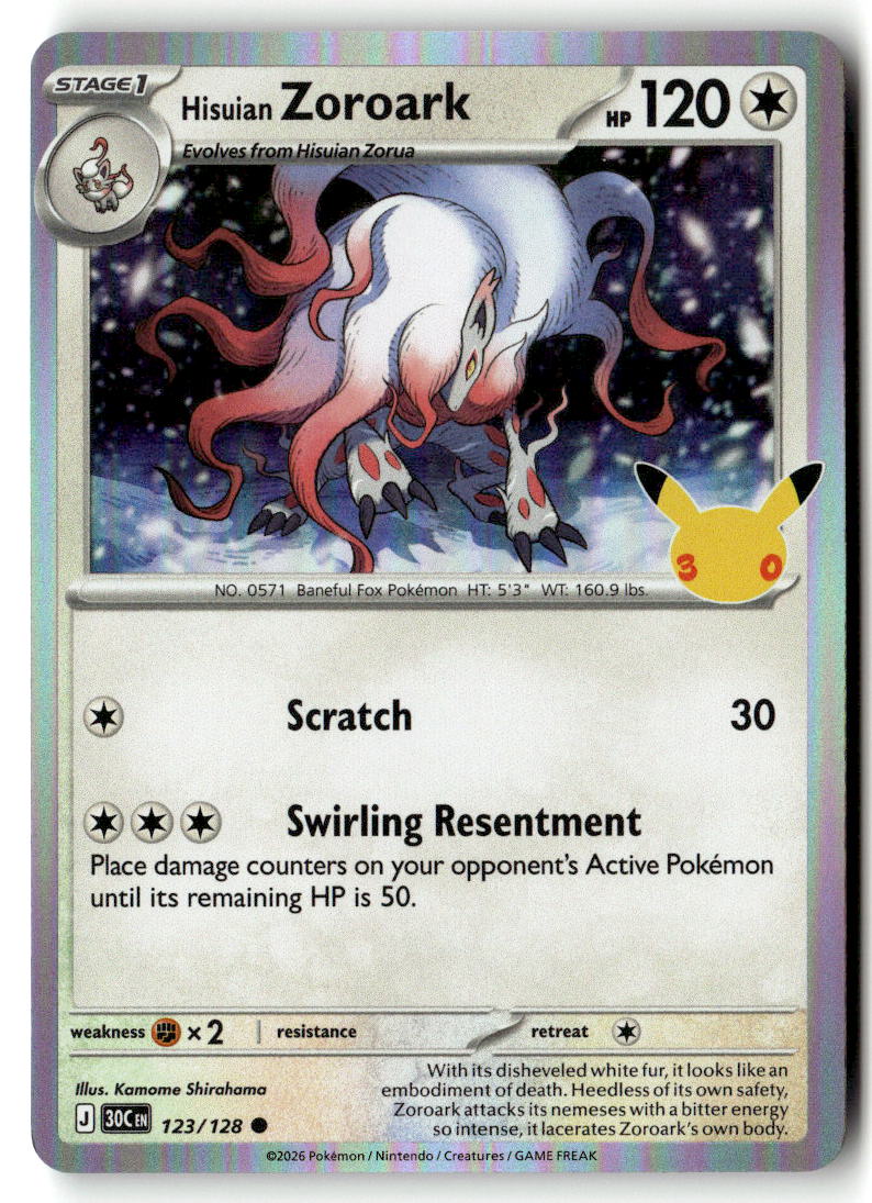 2026 30th Celebration Hisuian Zoroark #123 front