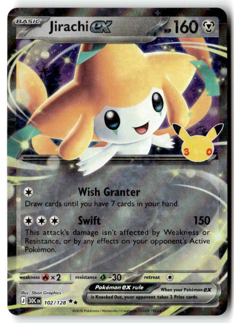 2026 30th Celebration Jirachi ex #102 front