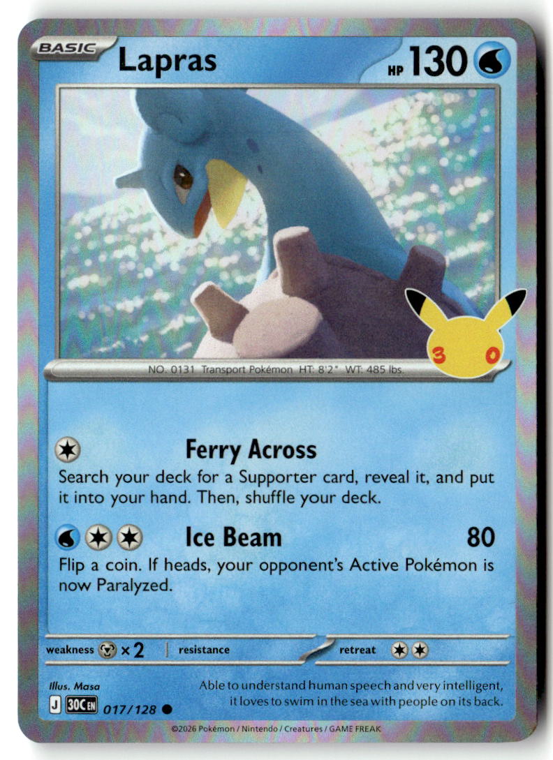 2026 30th Celebration Lapras #17 front