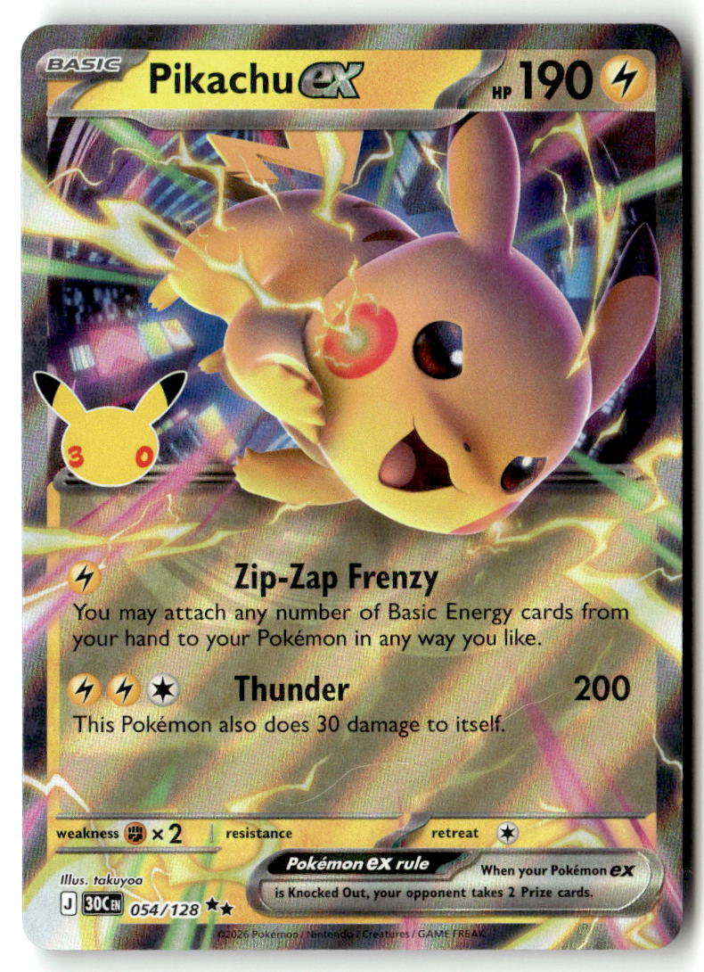 2026 30th Celebration Pikachu ex #54 front