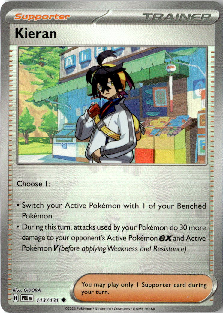 Front of Kieran - 113/131 (Poke Ball Pattern) 113/131 from Prismatic Evolutions