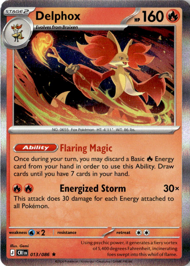 Front of Delphox 013/086 from Chaos Rising
