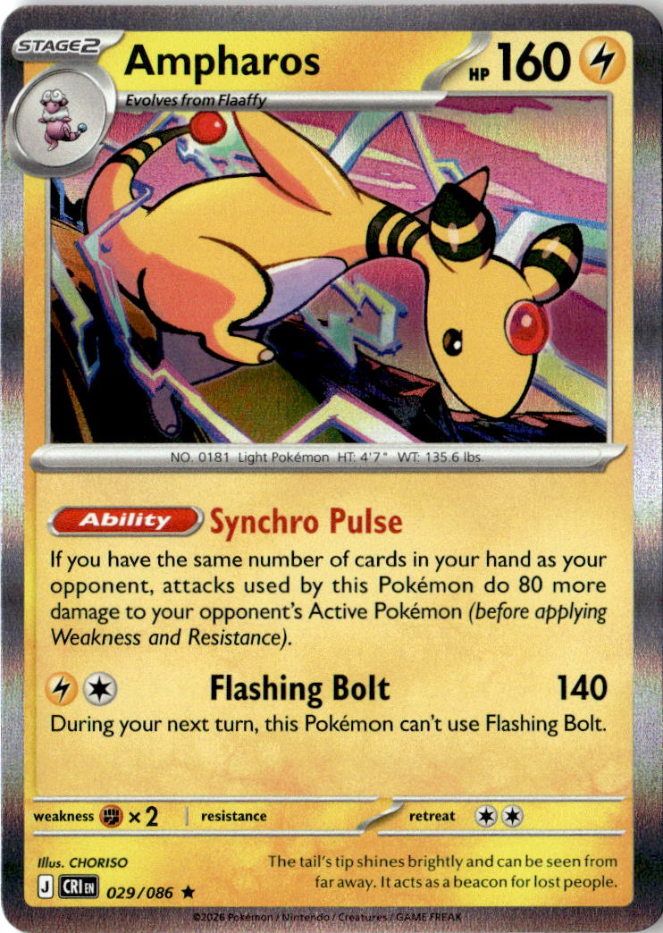 Front of Ampharos 029/086 from Chaos Rising