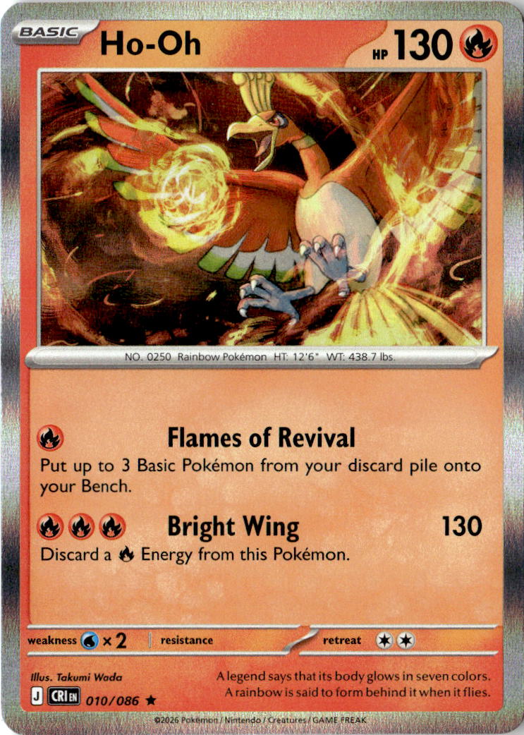 Front of Ho-Oh 010/086 from Chaos Rising