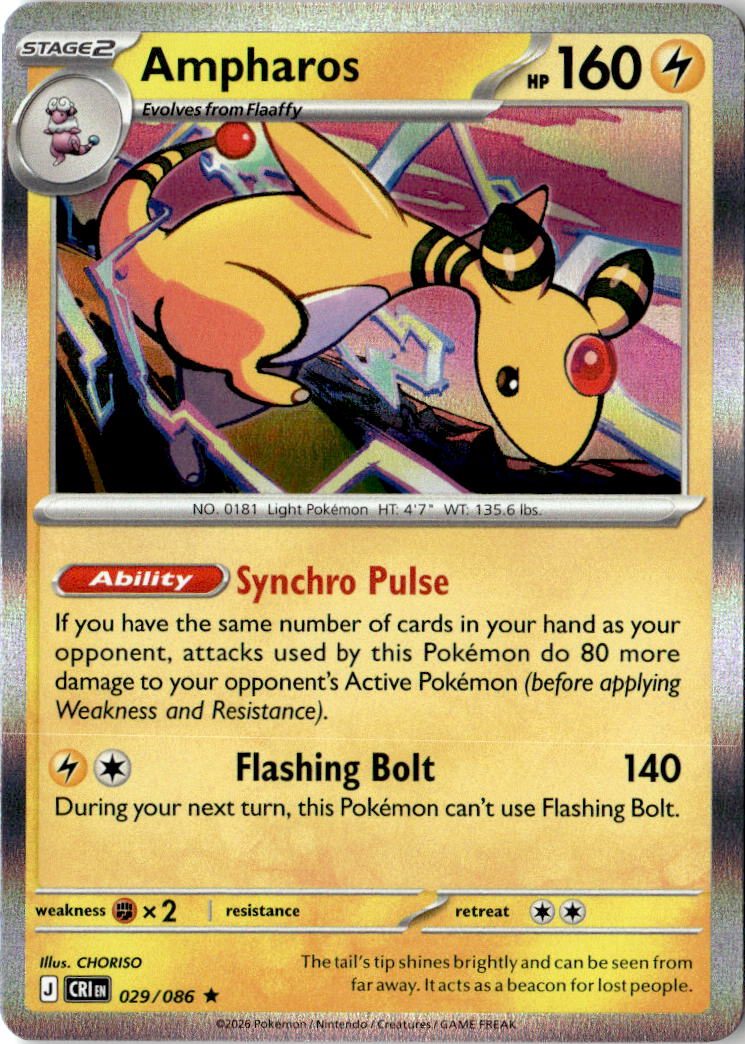 Front of Ampharos 029/086 from Chaos Rising