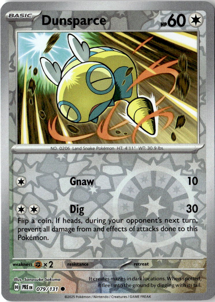 Front of Dunsparce 079/131 from Prismatic Evolutions
