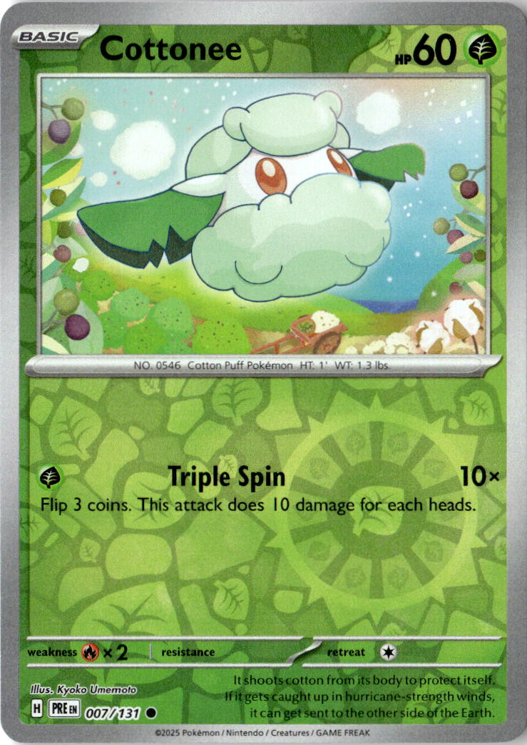 Front of Cottonee 007/131 from Prismatic Evolutions