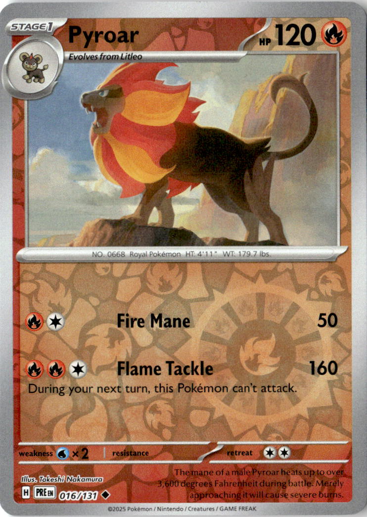 Front of Pyroar 016/131 from Prismatic Evolutions