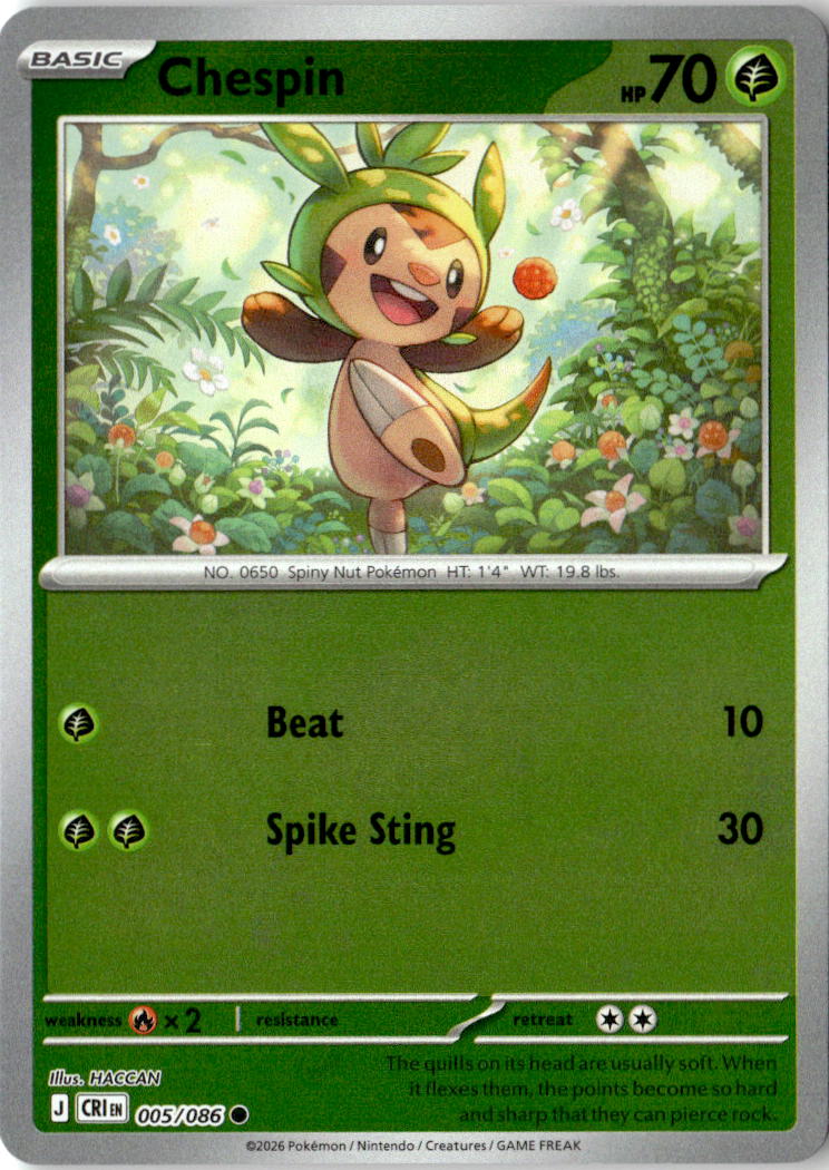 Front of Chespin 005/086 from Chaos Rising
