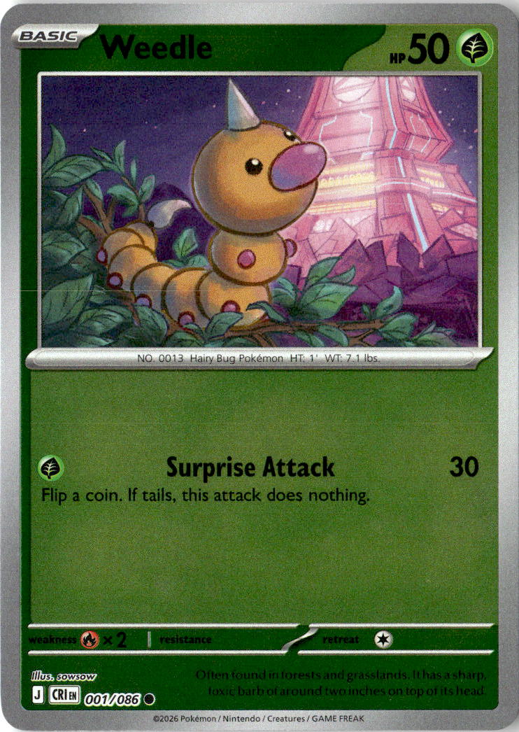 Front of Weedle 001/086 from Chaos Rising
