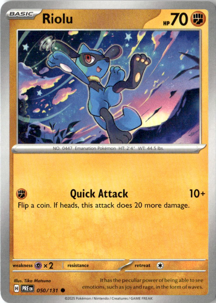 Front of Riolu 050/131 from Prismatic Evolutions