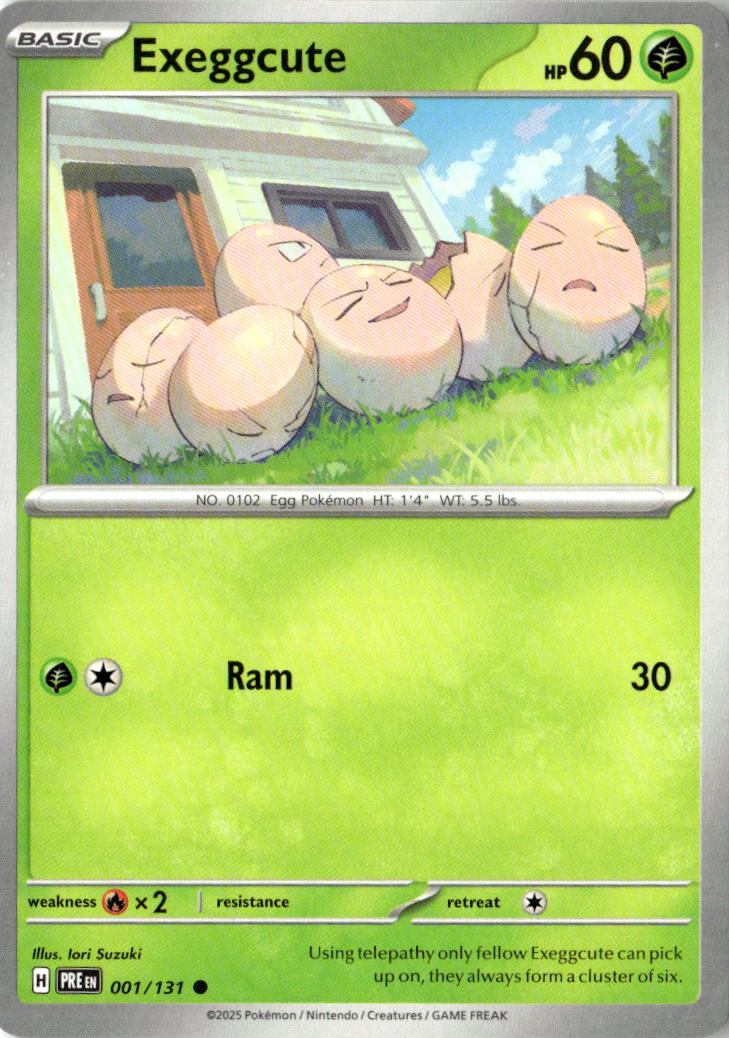 Front of Exeggcute 001/131 from Prismatic Evolutions