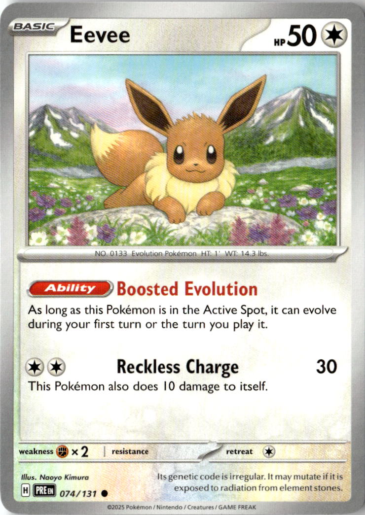Front of Eevee 074/131 from Prismatic Evolutions