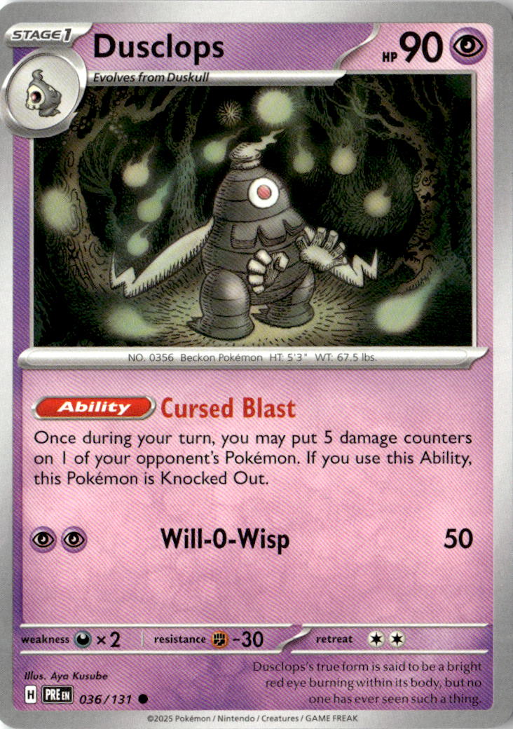 Front of Dusclops 036/131 from Prismatic Evolutions