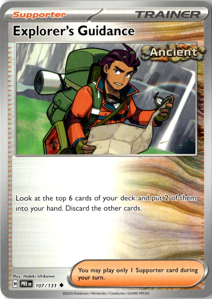 Front of Explorer's Guidance 107/131 from Prismatic Evolutions
