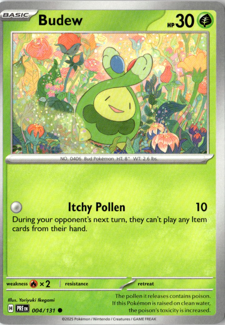 Front of Budew 004/131 from Prismatic Evolutions