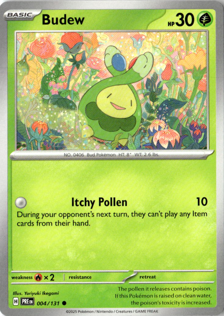 Front of Budew 004/131 from Prismatic Evolutions