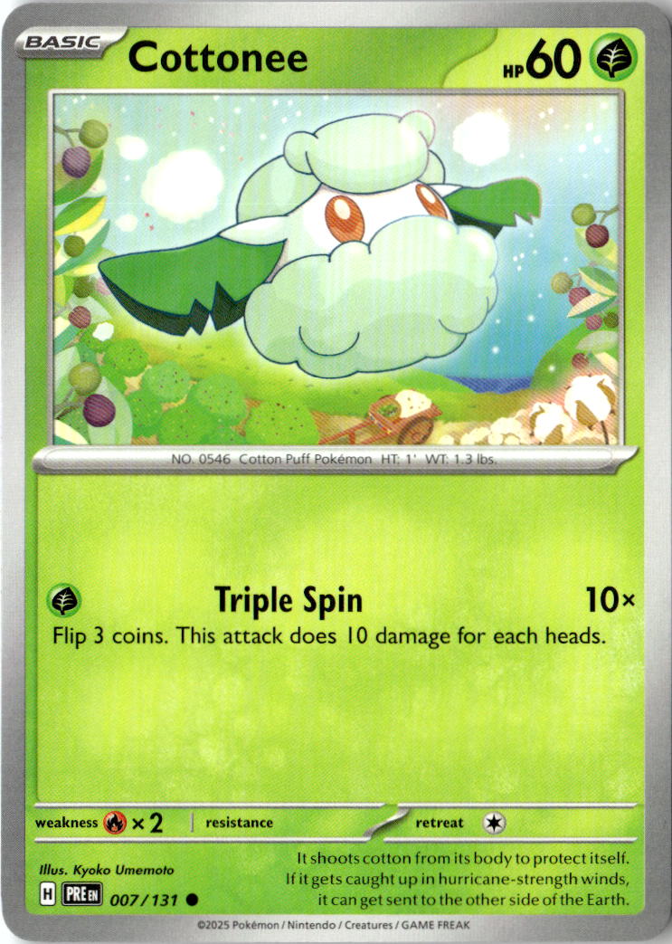 Front of Cottonee 007/131 from Prismatic Evolutions