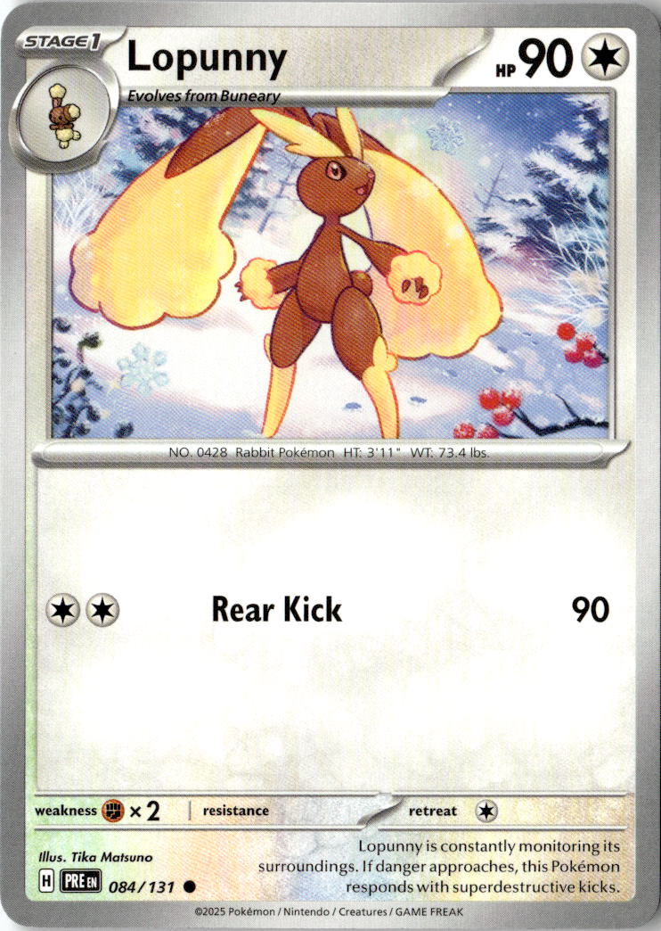Front of Lopunny 084/131 from Prismatic Evolutions