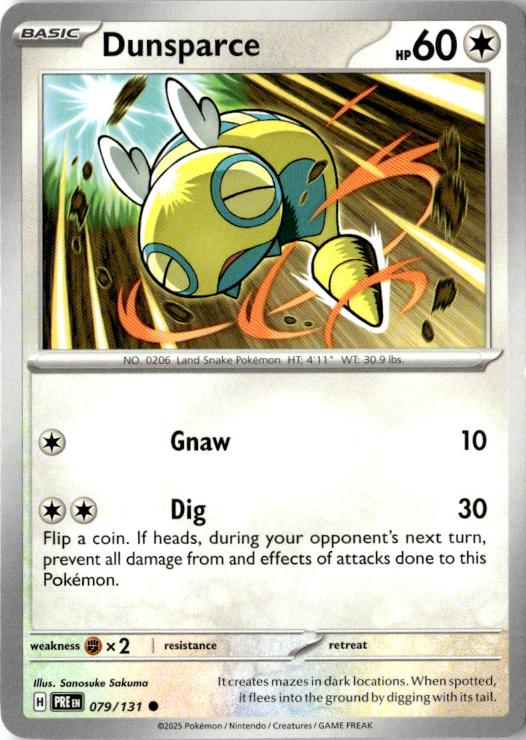 Front of Dunsparce 079/131 from Prismatic Evolutions