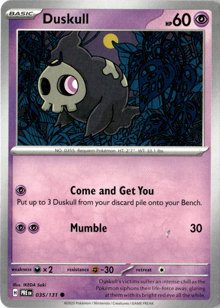 Front of Duskull 035/131 from Prismatic Evolutions