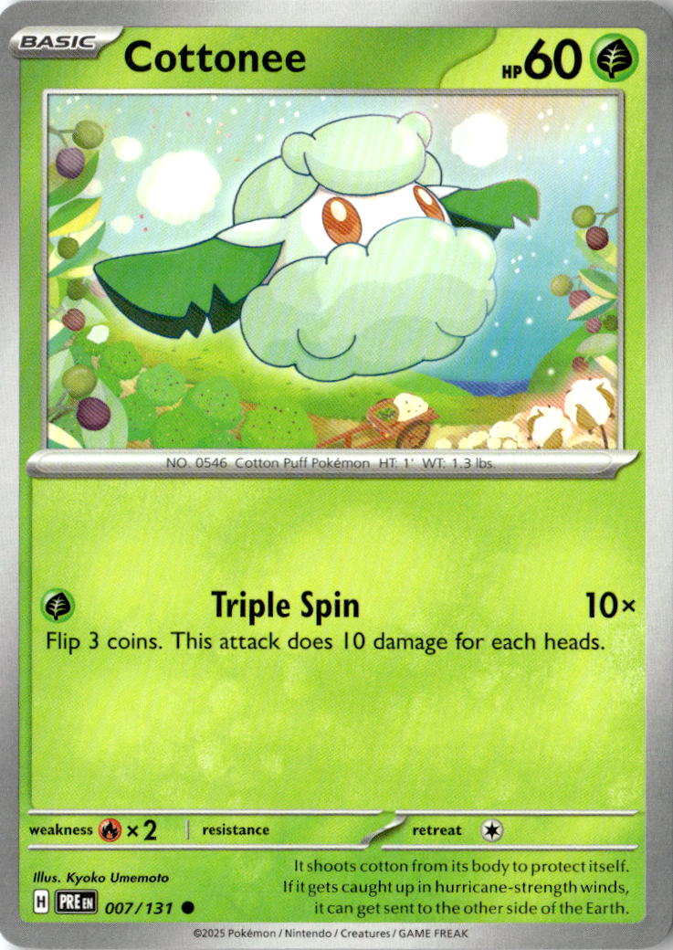 Front of Cottonee 007/131 from Prismatic Evolutions