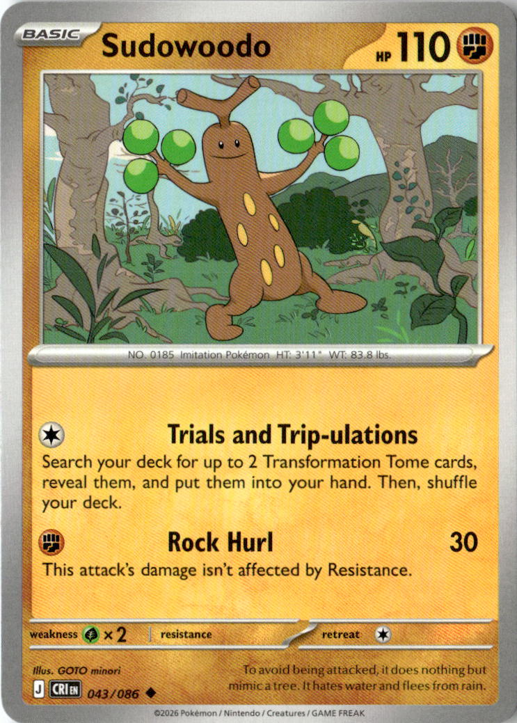 Front of Sudowoodo 043/086 from Chaos Rising
