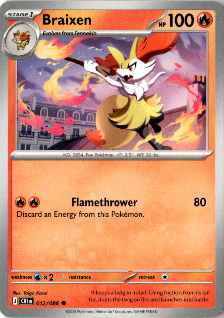 Front of Braixen 012/086 from Chaos Rising