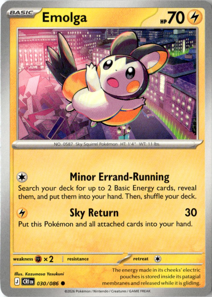 Front of Emolga 030/086 from Chaos Rising
