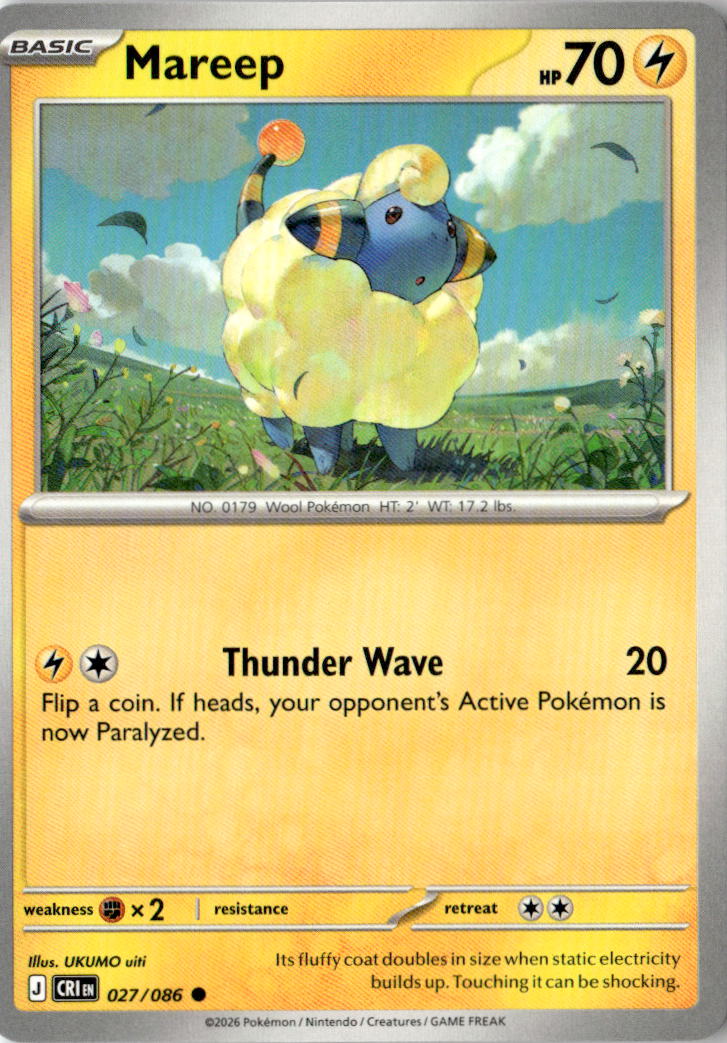 Front of Mareep 027/086 from Chaos Rising