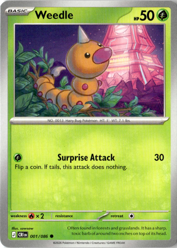 Front of Weedle 001/086 from Chaos Rising