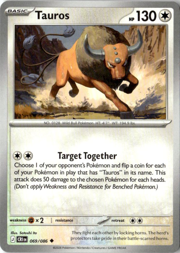Front of Tauros 069/086 from Chaos Rising