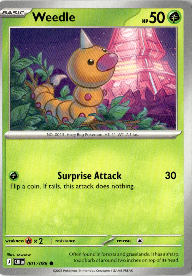 Front of Weedle 001/086 from Chaos Rising