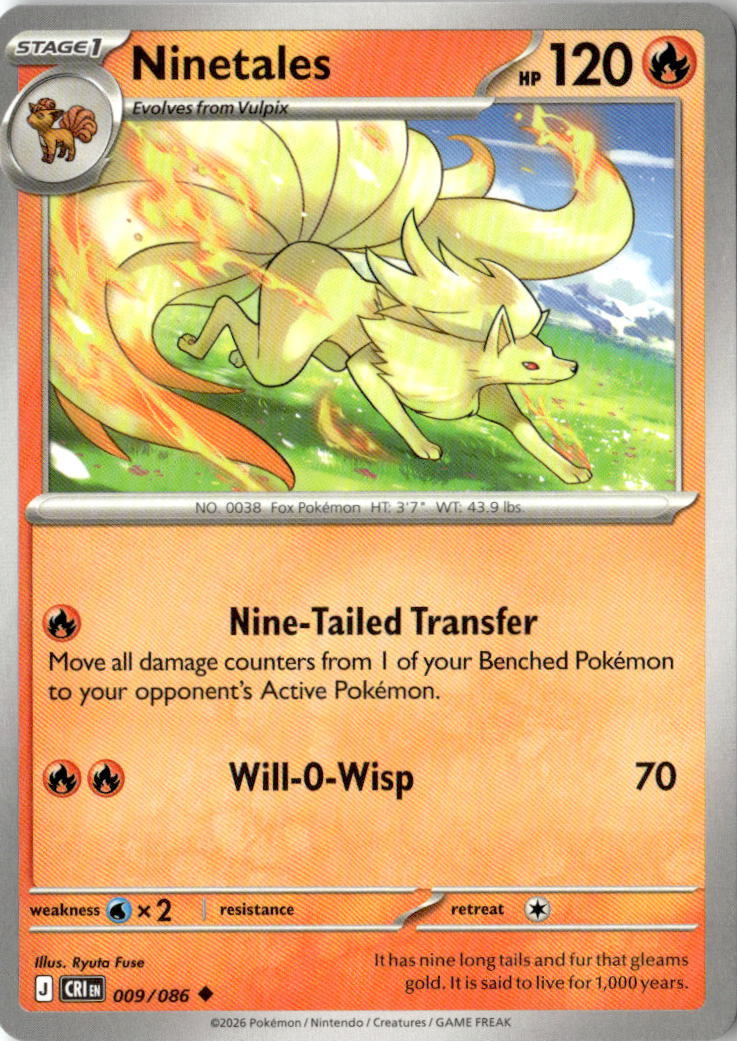 Front of Ninetales 009/086 from Chaos Rising