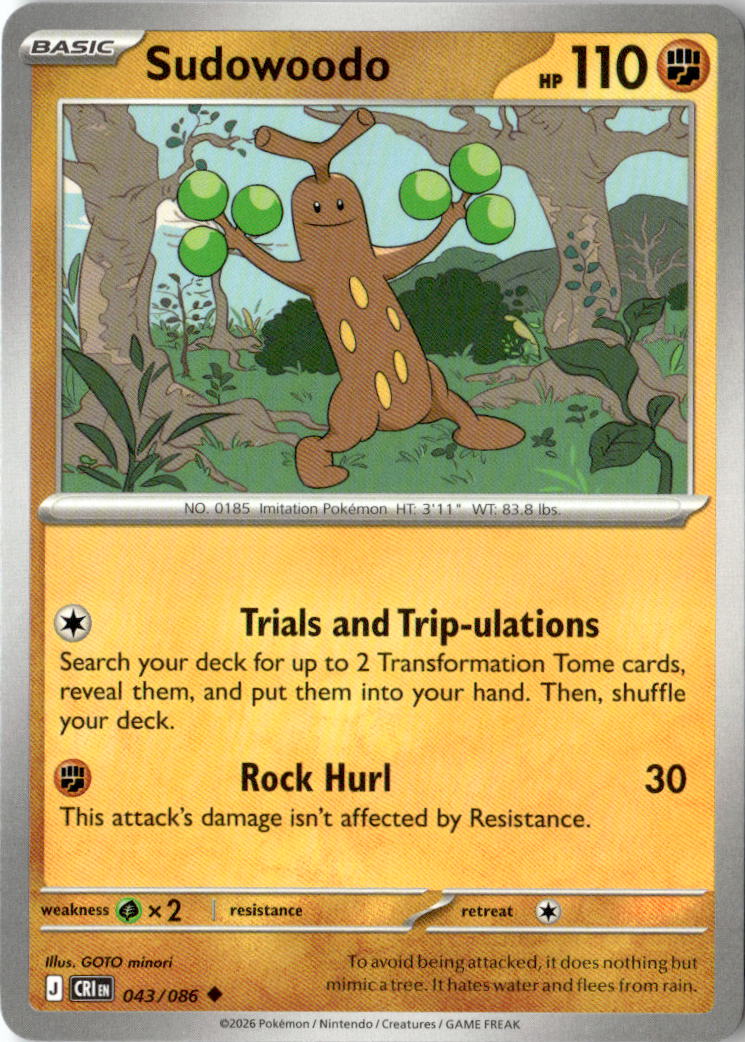 Front of Sudowoodo 043/086 from Chaos Rising